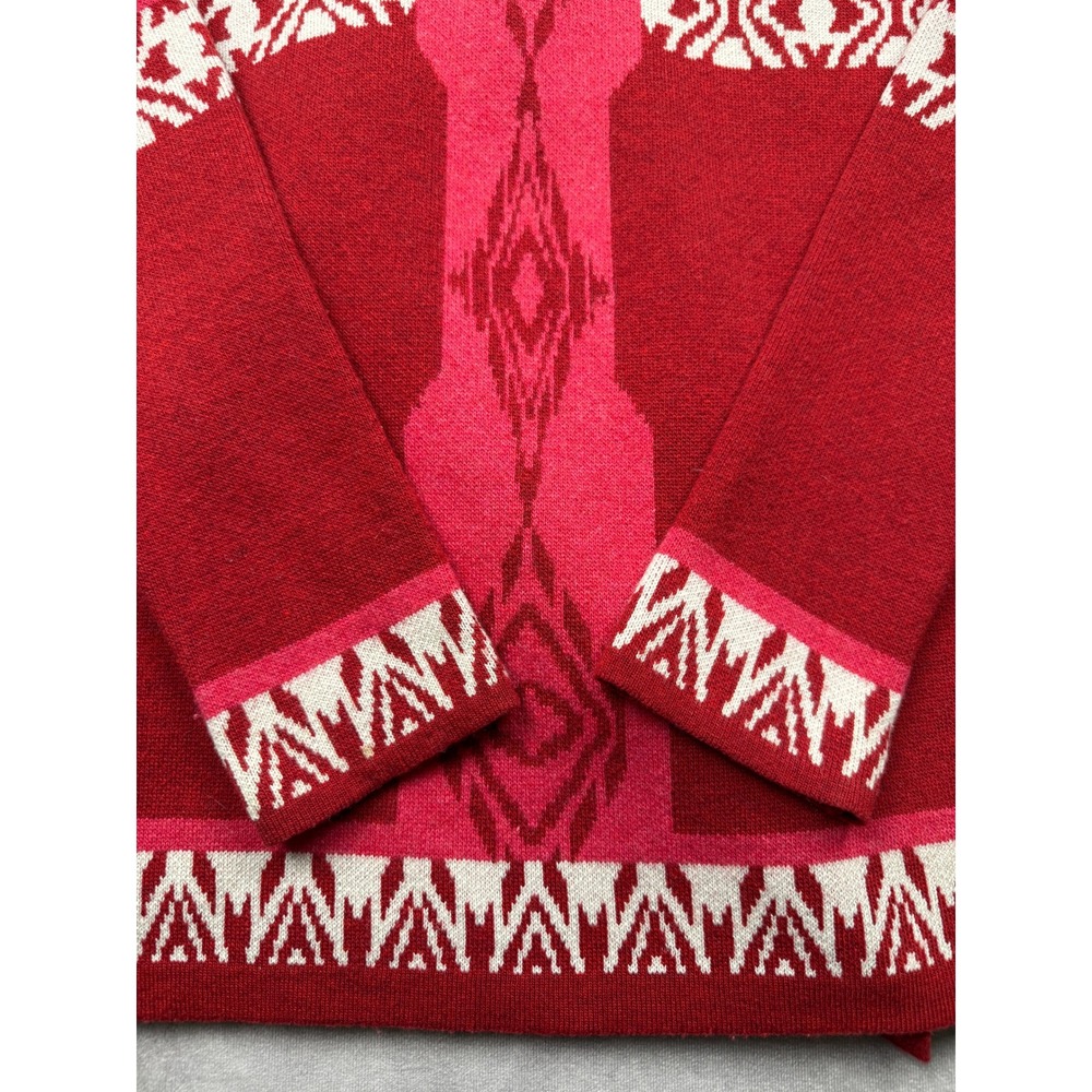 Etro Milano Red White Intarsia Open Front Knit Draped Cardigan Women IT 42/ US 6 - Picture 15 of 15